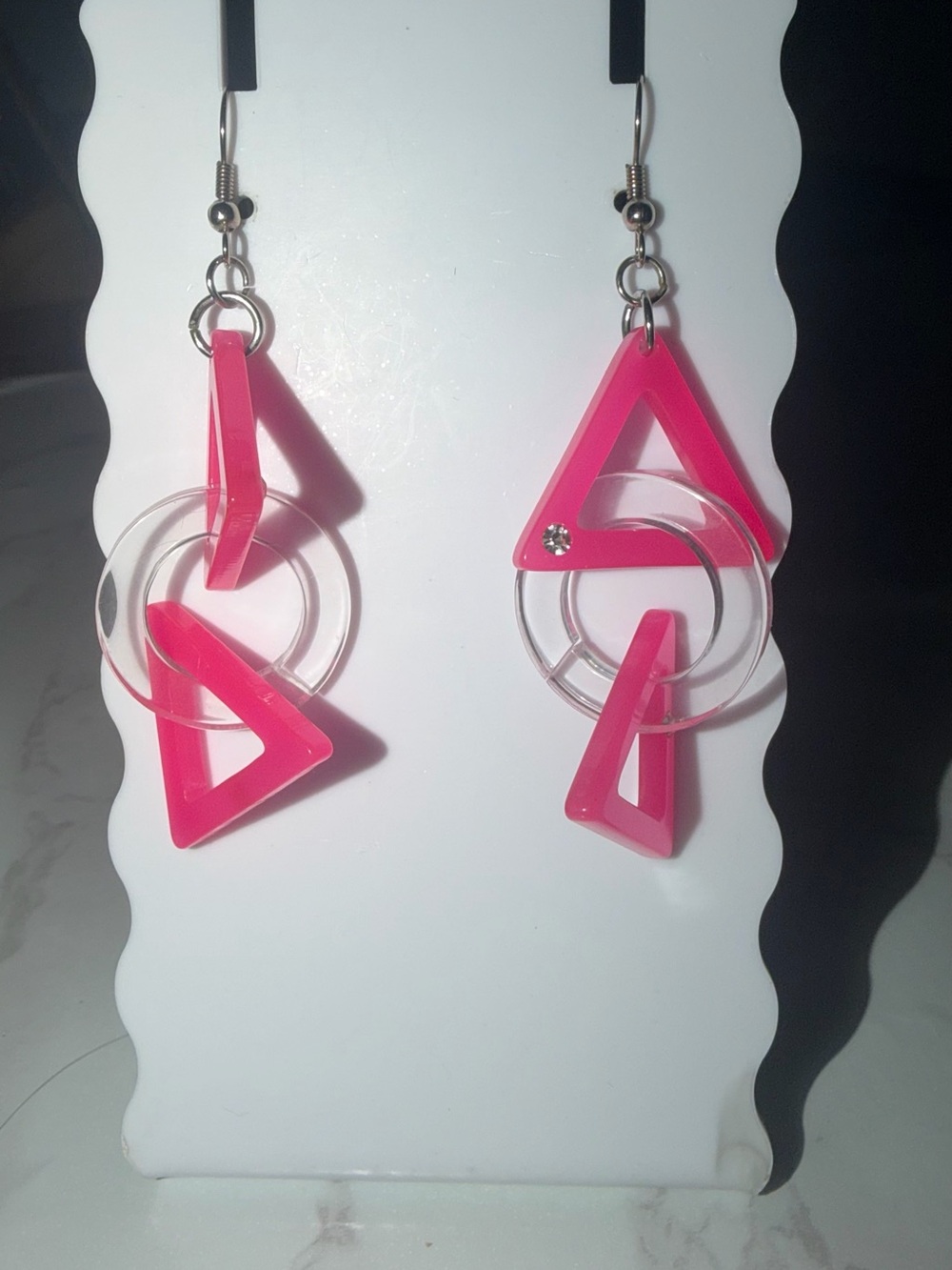 Bold Hot Pink Geometric Dangle Earrings for Women
